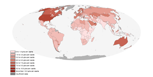 Ecological footprint for consumption 2007