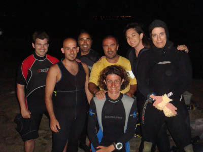 night dive group shot