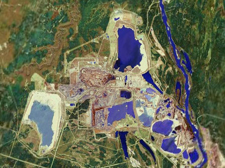 Athabasca oil sands mining satellite image